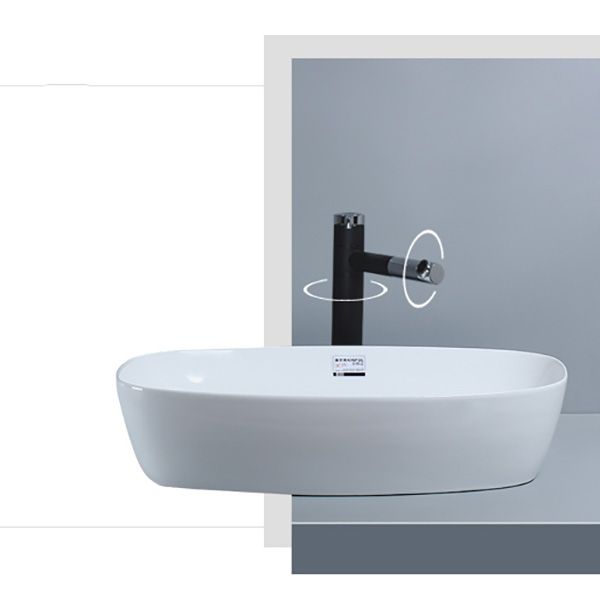 Porcelain Trough Sink Modern Simple Trough Bathroom Sink with Faucet Included