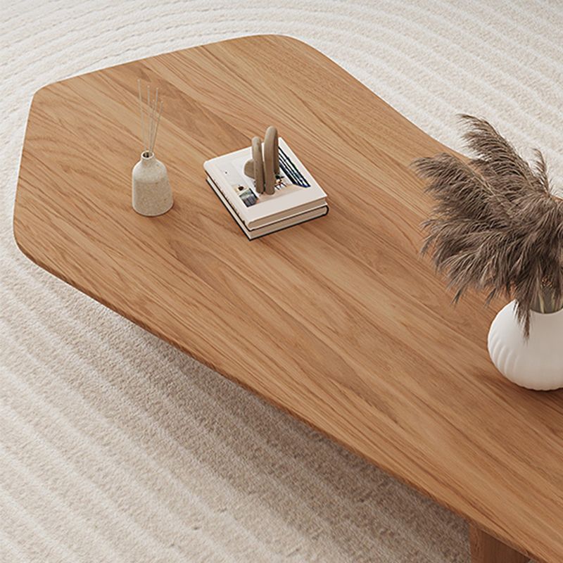 Solid Wood Coffee Table Free-Form Modern Cocktail Table with 2 Legs