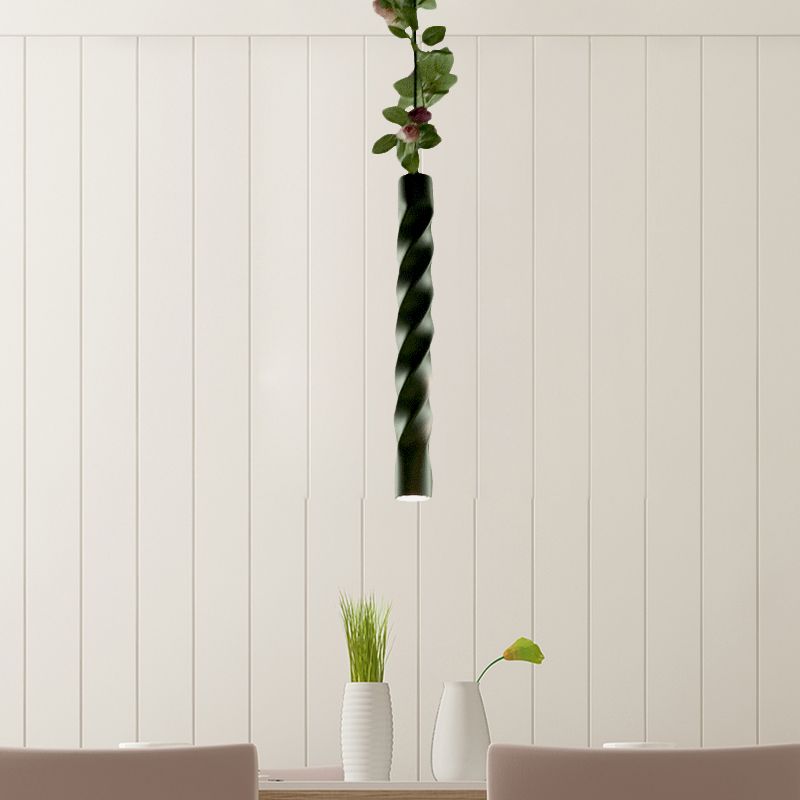 12"/19.5" H Aluminium Spiral Bar Drop Pendant Retro 1 Light Restaurant Plant Hanging Light Fixture in Black/White/Gold