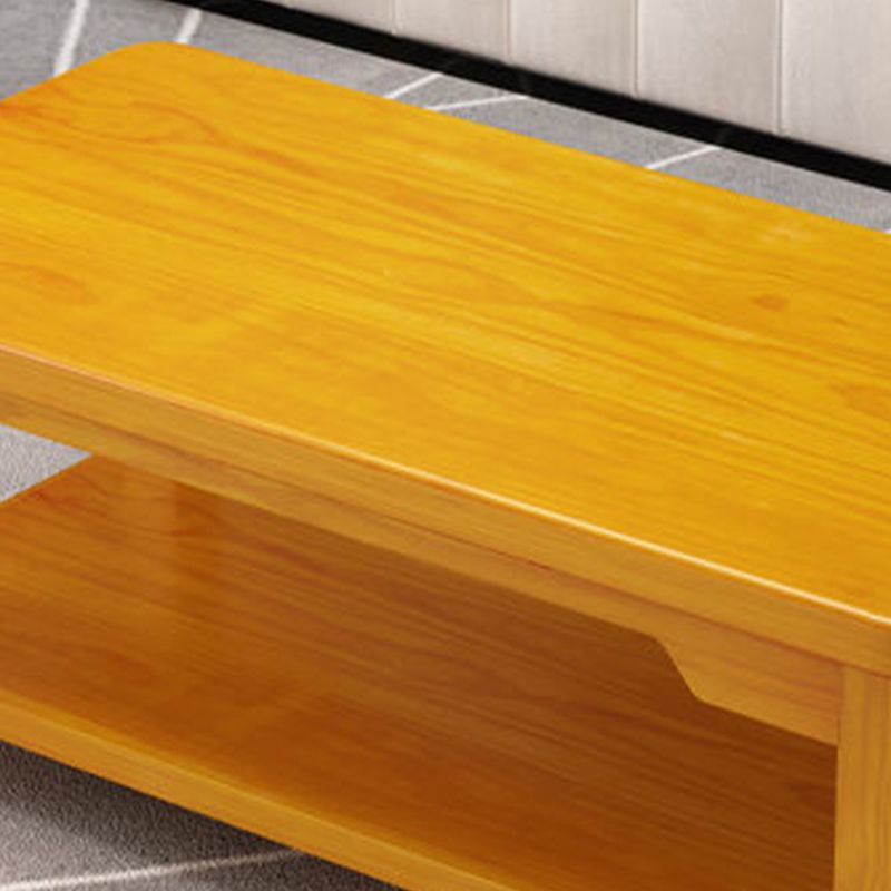 Modern 4 Legs Solid Wood Rectangular with Storage Shelf Single Coffee Table
