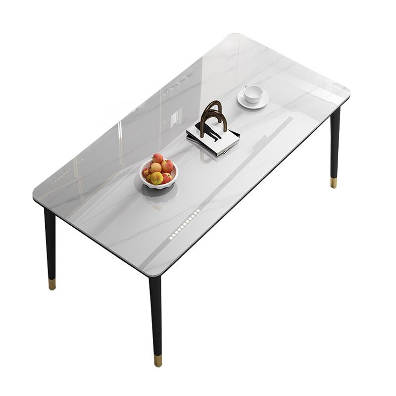 Glam Iron Dining Table Set 1/2/5/7 Pieces Rectangle Dinette Set with Sintered Stone Top