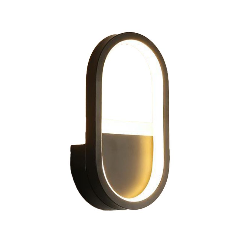 Oval Shape Wall Lamp Modern Style Metal 1 Lights Wall Light in White/Black