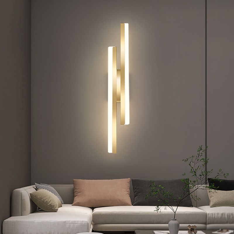 Modernism Golden/Black 2-Light Wall Mounted Sconce Linear LED Wall Light