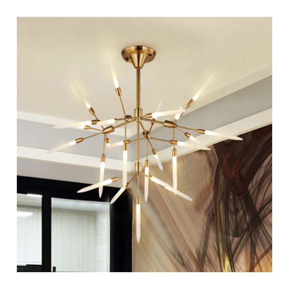 Accrilico Spur Lampadario illuminazione moderna elegante 5/25 luci per finitura in oro lampada a soffitto per soggiorno