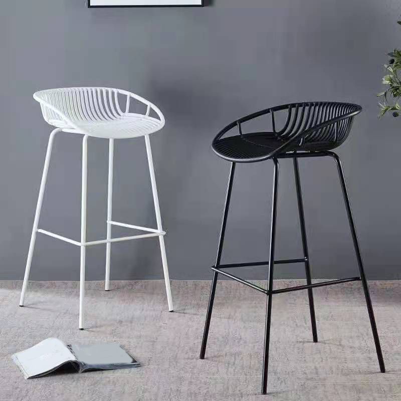 Industrial Metal Dining Stool Backless Bar Stool with Footrest