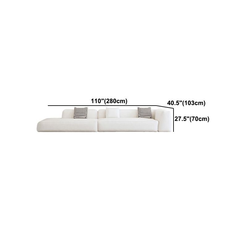 Single Side Armrest Sectional Sponge Cushioned White Uncushioned Backrest Sofa