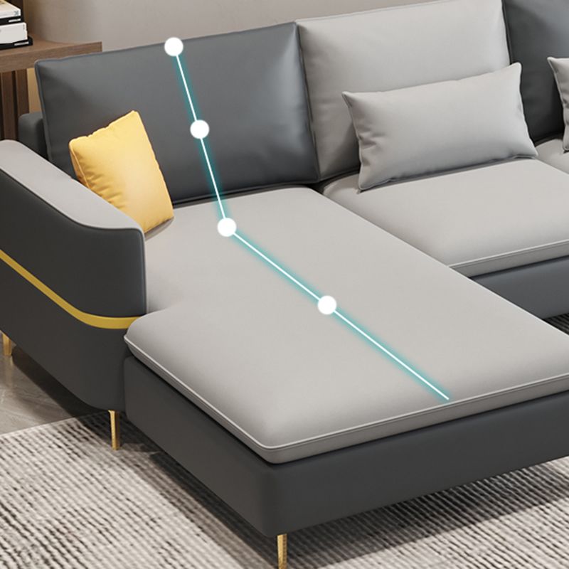 35.43" Tall Sectional Sofa Faux leather Sofa with Pillowed Back Cushions