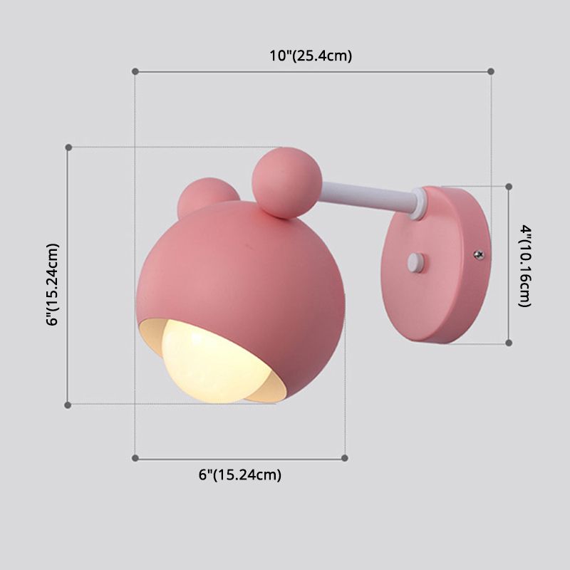 1 Light Metal Wall Mounted Light Fixture Modern Cartoon Bedroom Flush Mount Wall Sconce