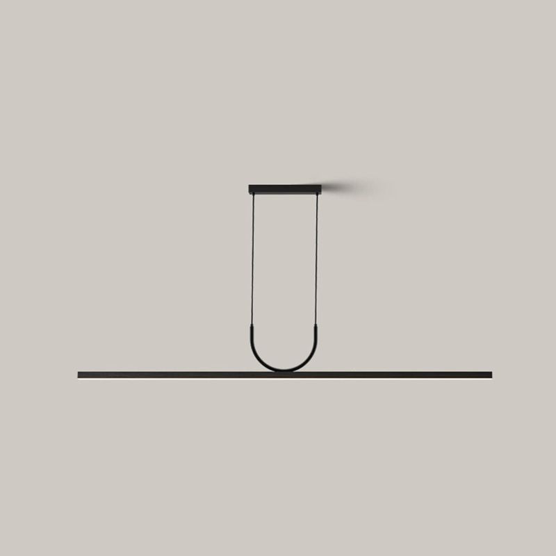 Linear 1 - Light LED Ceiling Pendant Fixture in Dark Black Aluminum Kitchen Island Fixture