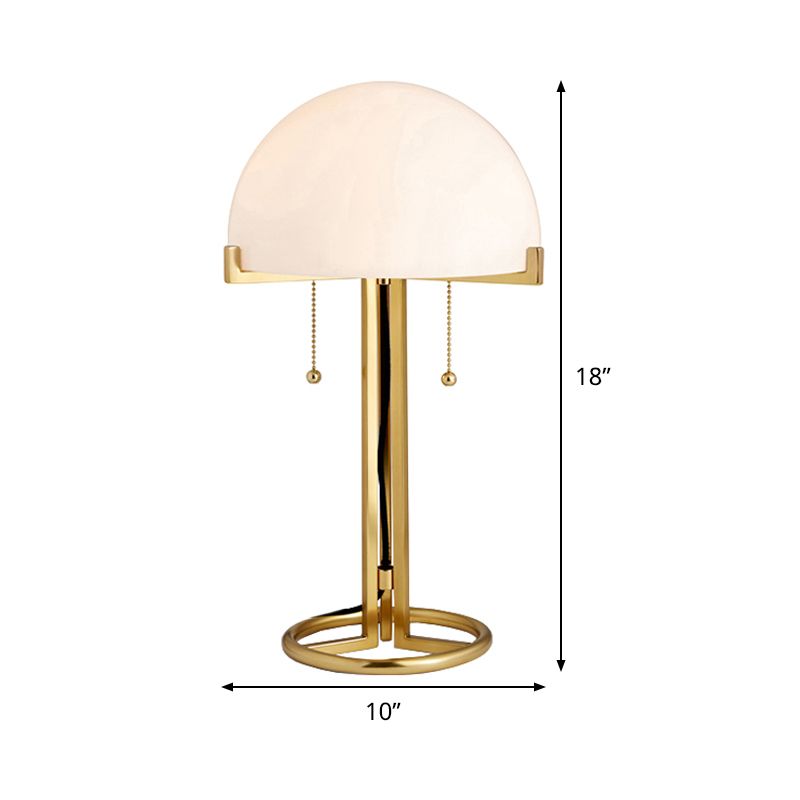 Lampada da comodino in metallo con scodella Illuminazione notturna minimalista in vetro bianco a 1 testa dorata per camera da letto