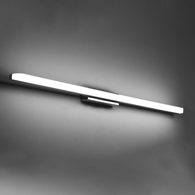 1 Leichte lineare Waschtischleuchten moderne Wandmontierspiegel vorne in Silber