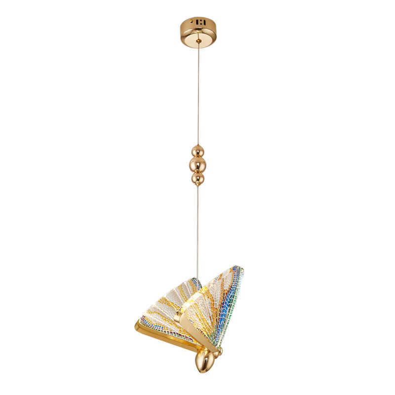 Butterfly Acrylic LED Pendant Lamp Artistic Gold Finish Hanging Lamp for Dining Room