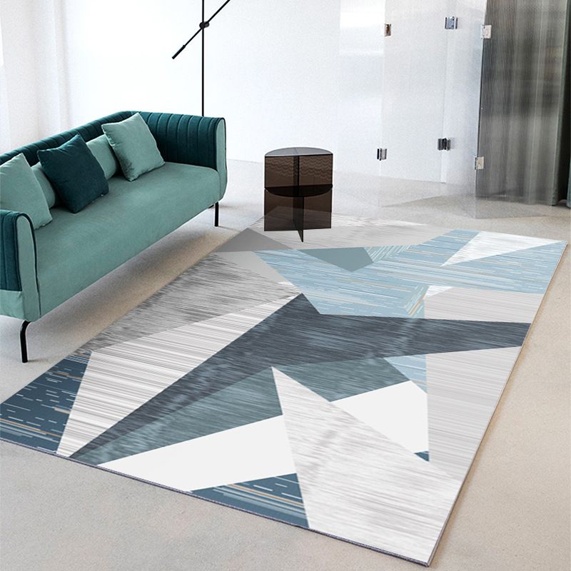 Fancy Geometric Area Rug Polyster Indoor Rug Washable Living Room Carpet with Non-Slip Backing