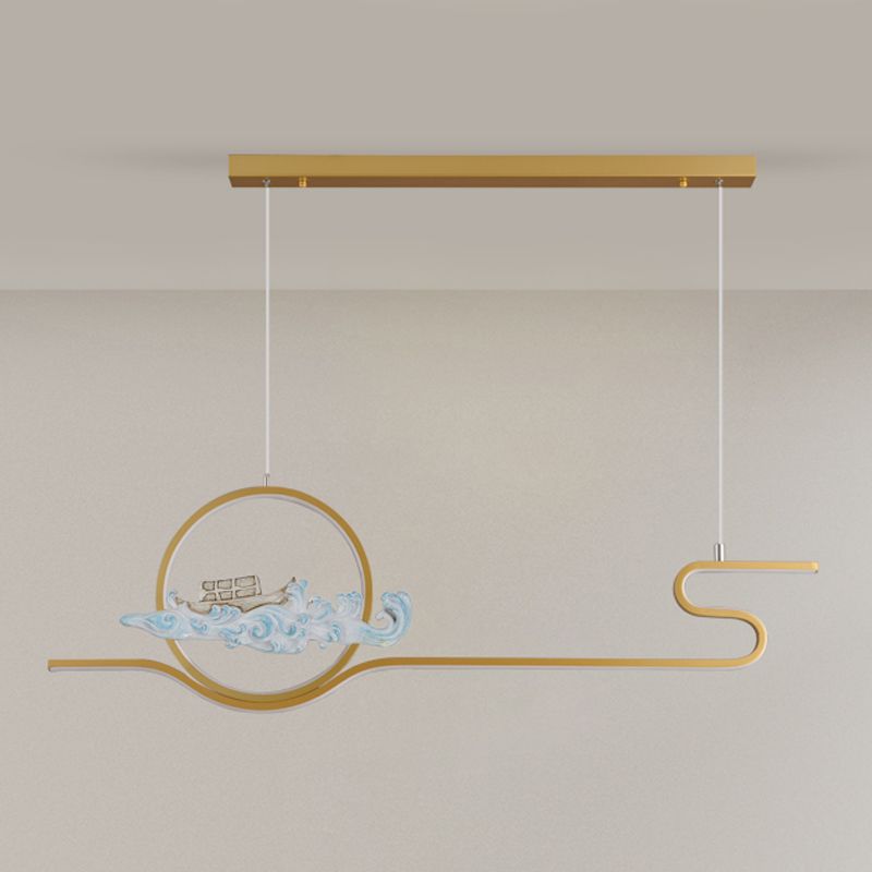 Linear Shape Island Lights Modern Style Metal 2-Light Pendant Light Fixtures