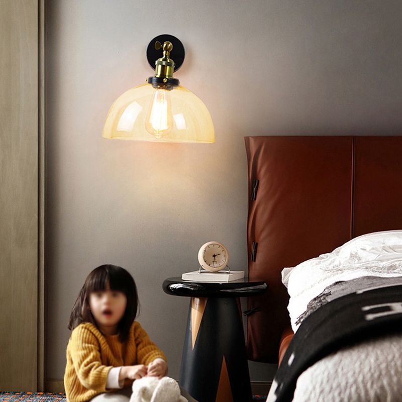 Geometric Shade Wall Lighting Modern Simple Style Glass 1 Light Sconce Light in Amber