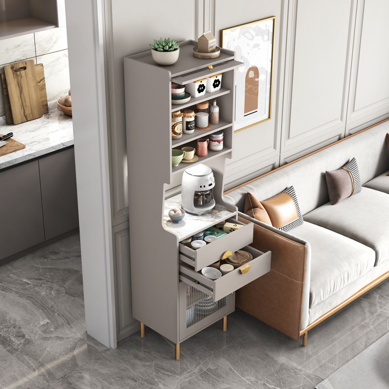 Glam Sideboard Cabinet with Drawers Stone and Wood Dining Server