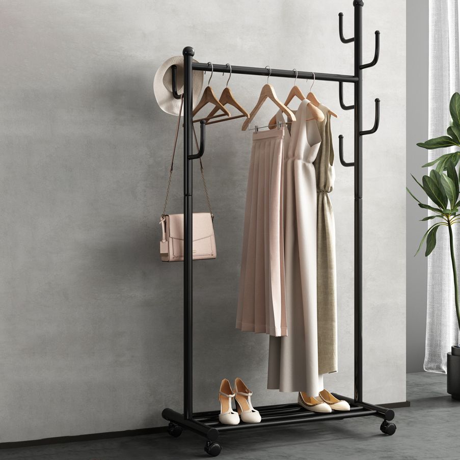 Black and White Steel Armoire Modern Style Cabinet with Clothing Rod