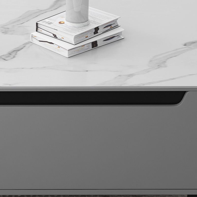 4 Legs Coffee Cocktail Table with 4 Storage Drawers Slate Top Rectangle