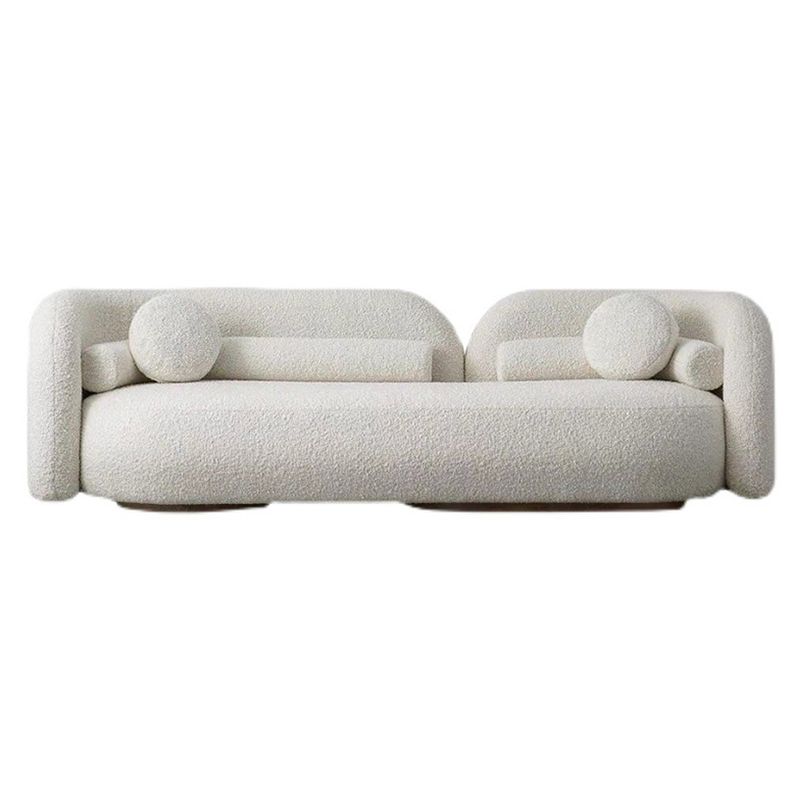 White Modern Sofa for Living Room Minimalist Tuxedo Arm Sofa