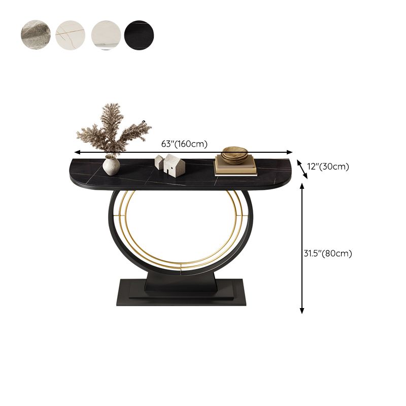 Half Moon Console Accent Table Antique Finish Sofa Table in Stone