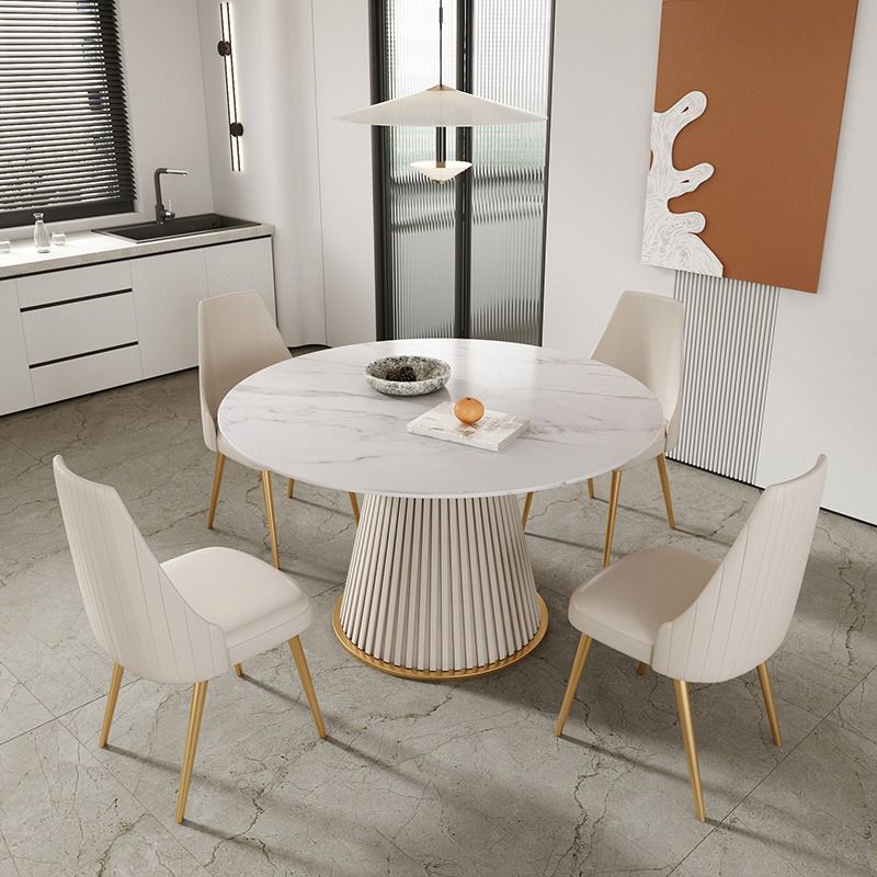 Mesa de comedor redonda de piedra sinterizada, mesa de comedor tradicional de lujo para el hogar