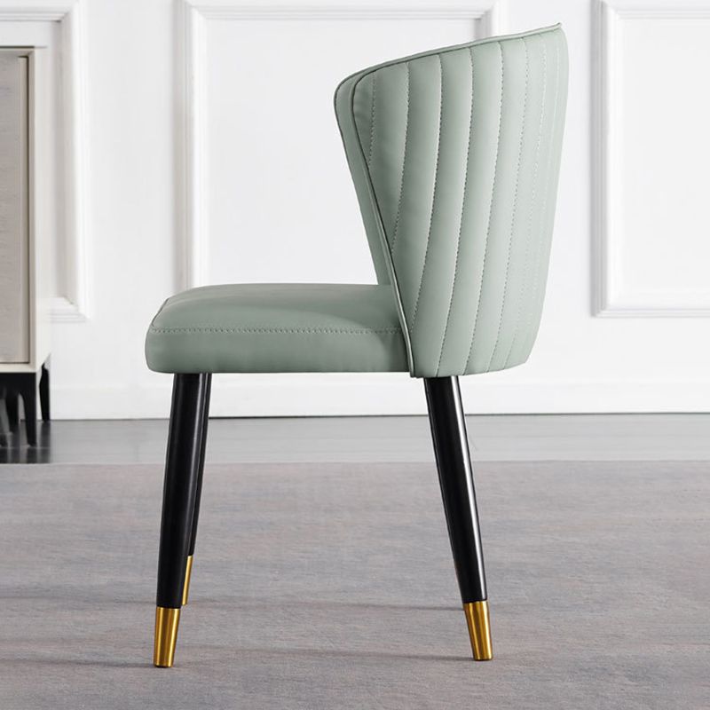 Glam Style Armless Side Chairs Wooden Chair with Wood Legs for Kitchen