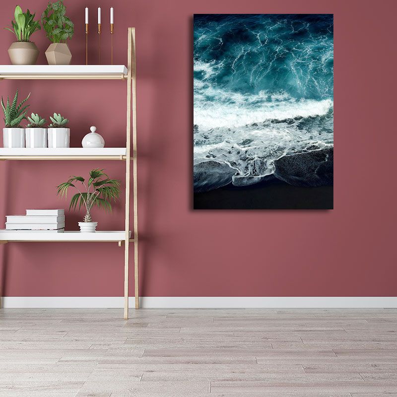 Tropical Ocean Water Art Print Canvas Textured Dark Color Wall Decor for Living Room
