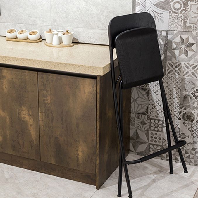 Industrial Folding Wood Stool Backrest Counter Stool for Restaurant