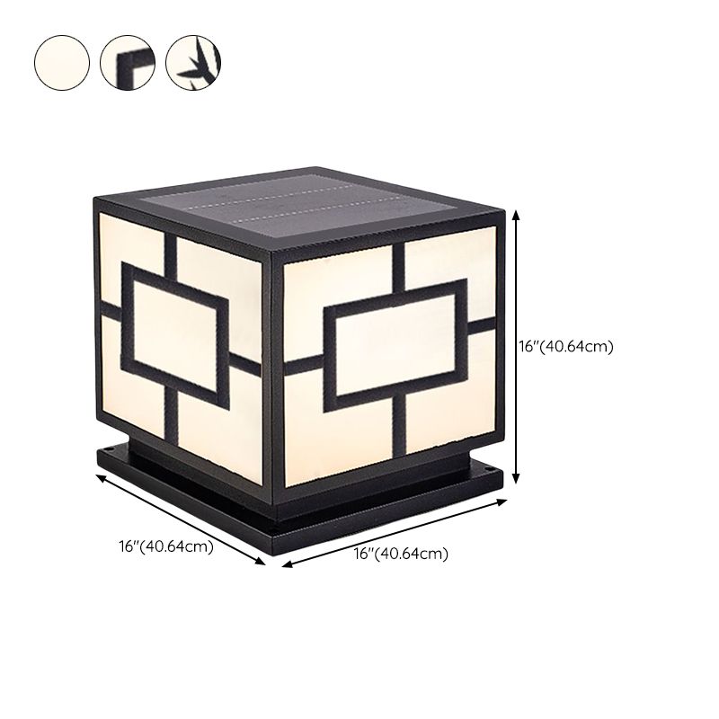 Contemporary LED Pillar Light Simple Black Solar Lighting Fixture for Garden