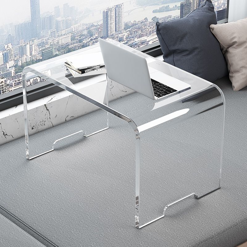 Contemporary Acrylic Side End Snack Table in Clear with Sled Base