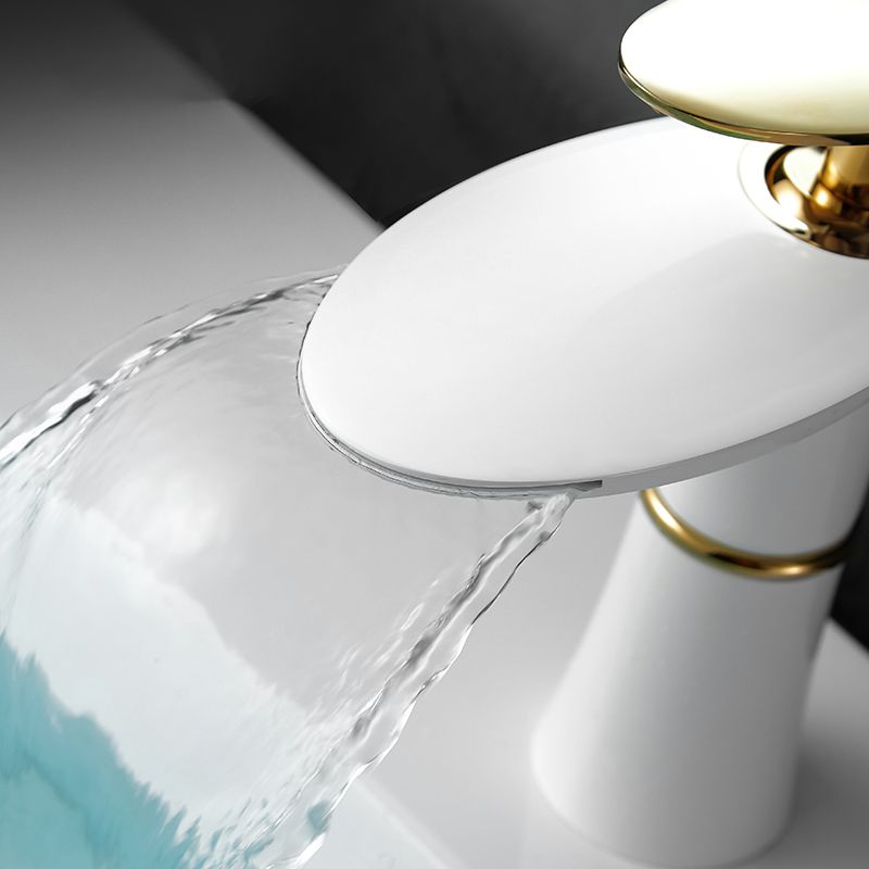Modern Bathroom Sink Faucet Lever Handle Waterfall Spout Sink Faucet