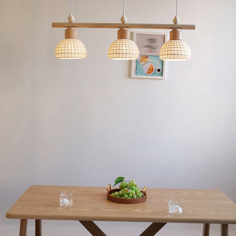 Wooden Island Light Modern Island Hanging Light with Bird Decoration for Dining Room