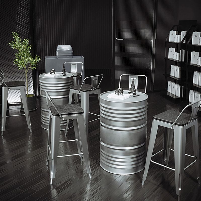 1/3/4 Pieces Industrial Bar Stool and Table Set Silver Iron Bar Set