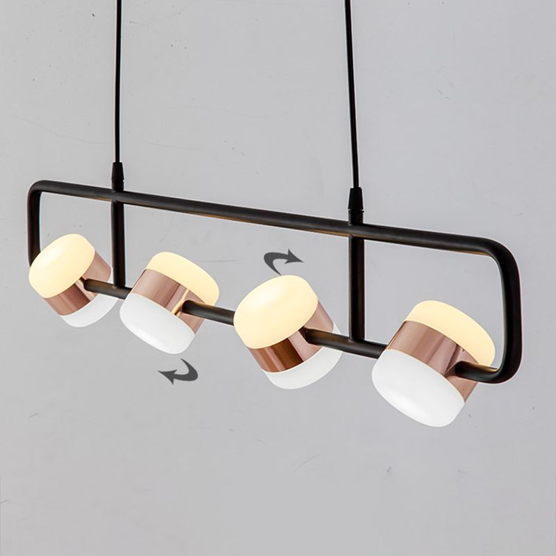 Modern Cylinder Island Light Fixture Multi-Head Restaurant Hanging Lamp with Acrylic Shade