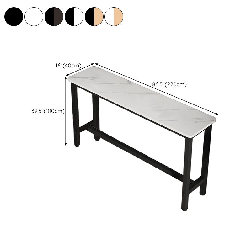 Modern Wooden Bistro Bar Table Rectangle Metal Base Bar Table