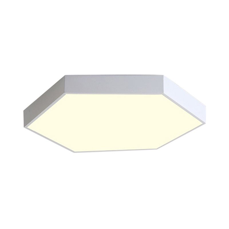 Modern Led Flush Mount with Metal Shade Gray/Yellow/Blue Hexagon Flush Mount Fixture in White/Warm Light, 16"/19.5"/23.5" Wide