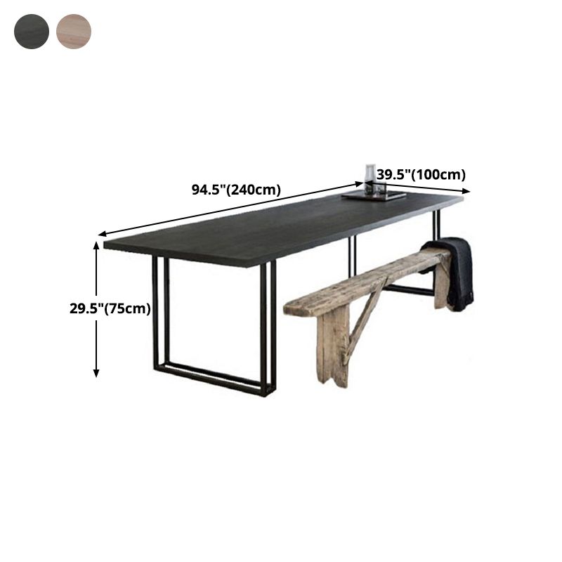 Metal Industrial Rectangle Dining Table Wood Top Indoor Table with Sled