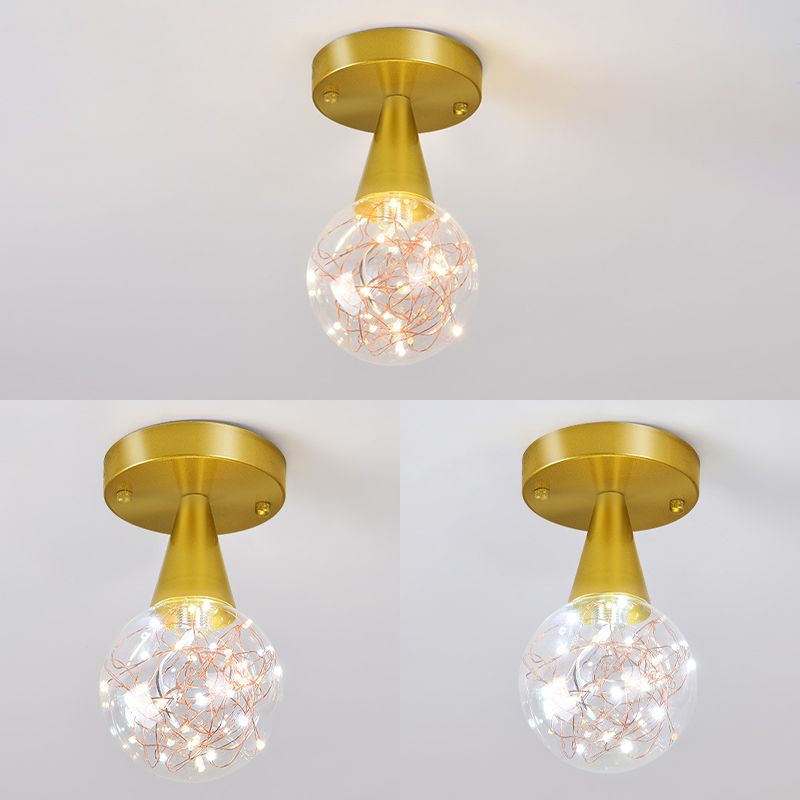 Kogelschaduwcorridor spoeling licht bevestiging helder glas eenvoudig led plafondlicht in goud