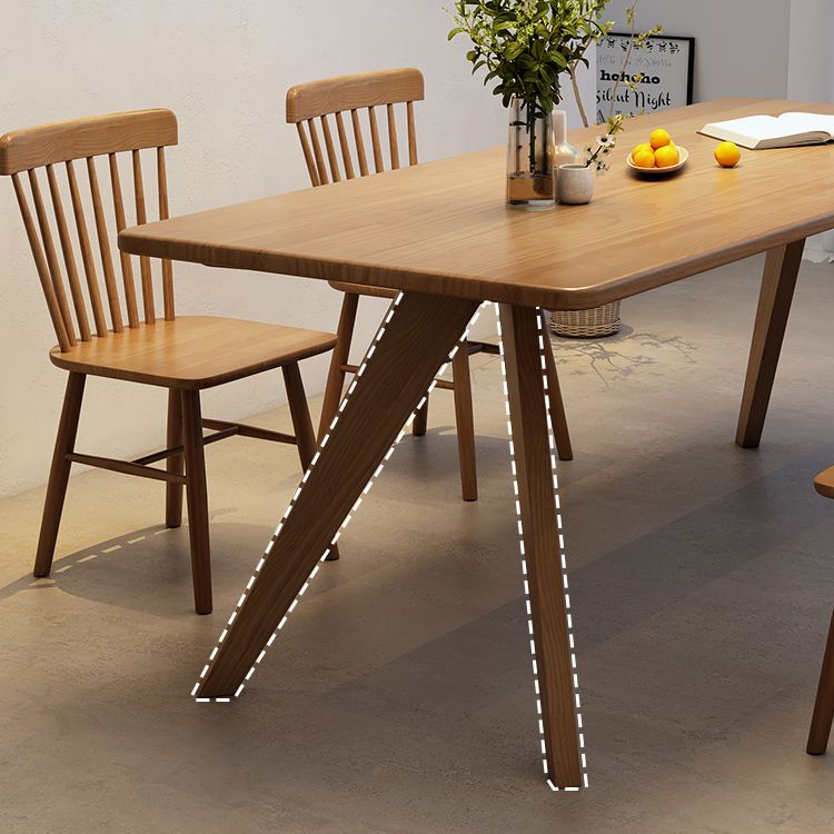 Industrial Style Dinette Table Solid Wood Rectangle Dinner Table in Brown