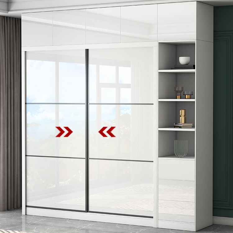 White High Gloss Wardrobe Armoire Modern Engineered Wood Wardrobe