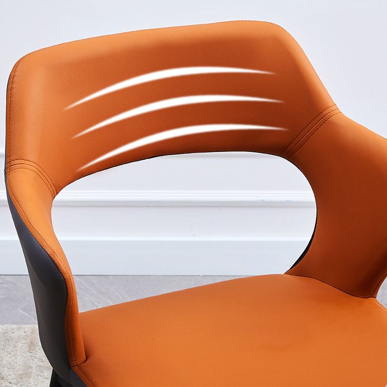 Minimalist Style Leather Dining Chairs Open Back Dining Side Chairs for Home