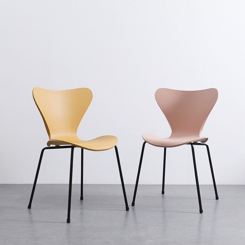 Contemporary Style Metal Chairs Kitchen Dining Solid Back Sides Chair Set