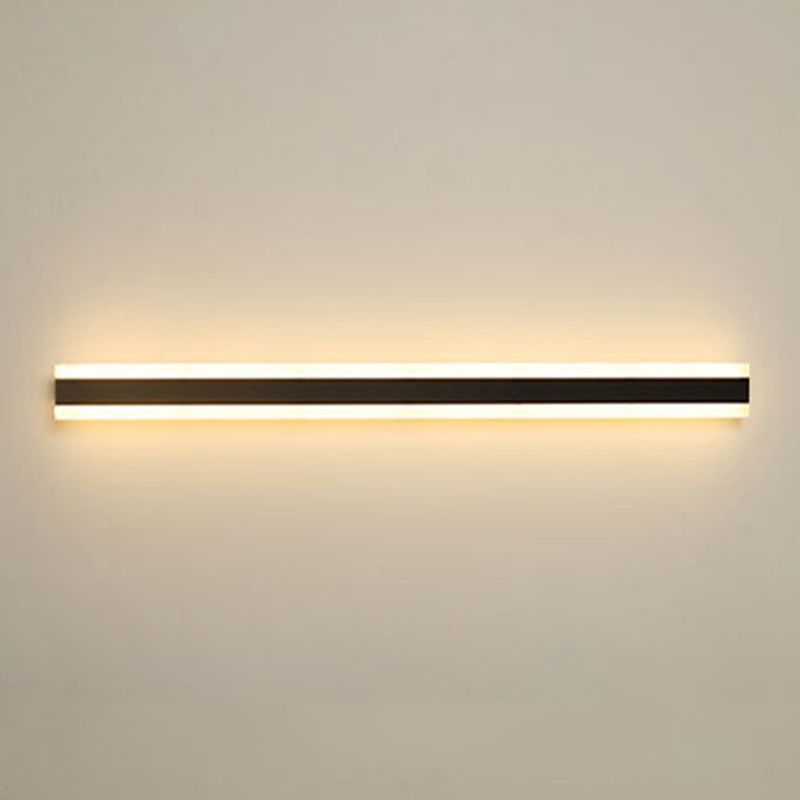 Linear Shape Metal Wall Mount Lighting Modern 1-Light Wall Mounted Light Fixture in Black