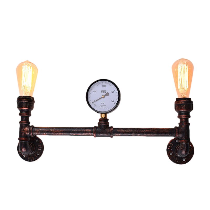 Tipada de pared de medidas de presión de 2 luces Ligera de cobre de cobre de cobre industrial para interiores, 20.5 "/21.5" de ancho