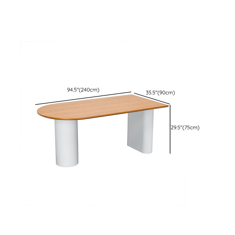 Solid Wood Dining Table Double Pedestal Dinner Table for Dining Room
