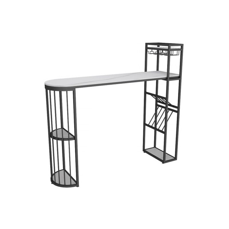 Glam Iron Bar Table Faux Marble White Specialty Top 41.3"H Bistro Table