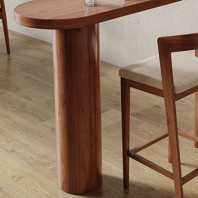 Brown Wood Pub Table with Specialty Table Top Double Pedestal Table - 41.3" H