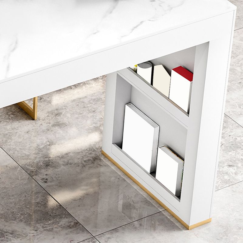 Contemporary Style Rectangle Bar Table Stone Fixed Bistro Bar Desk