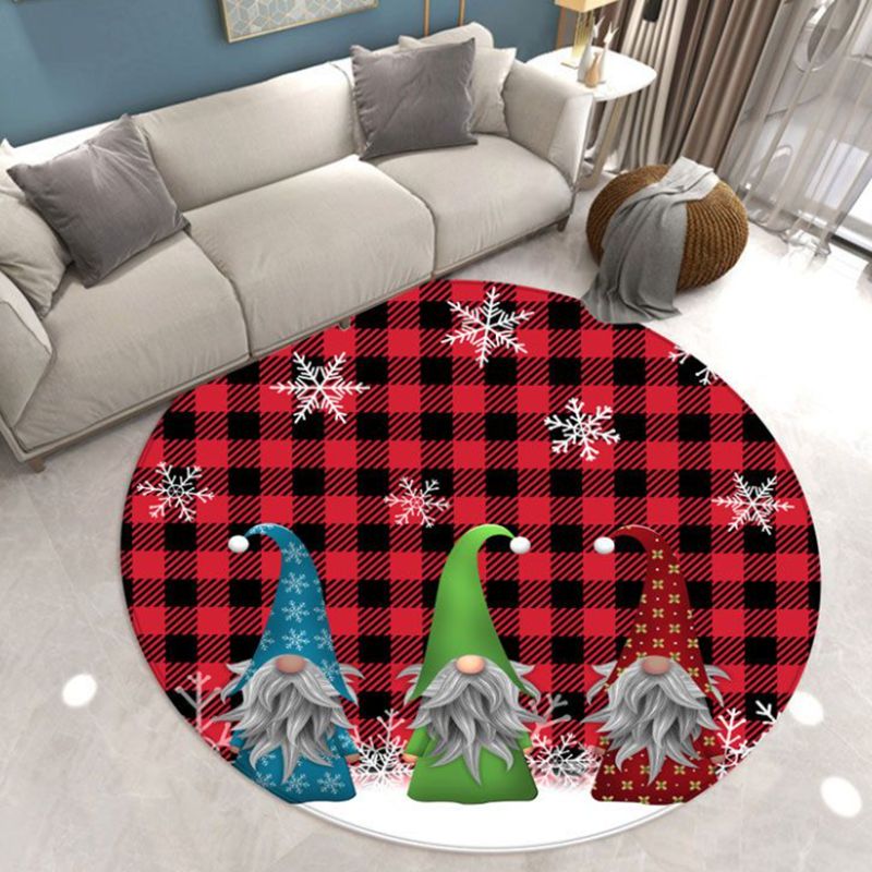 Light Grey Modern Rug Polyester Santa Claus Rug Non-Slip Backing Rug for Living Room