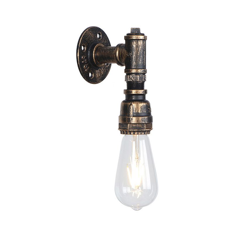 1 Bulb Wall Sconce Lighting with Water Pipe Metal Shade Rustic Industrial Living Room Wall Lamp in Bronze